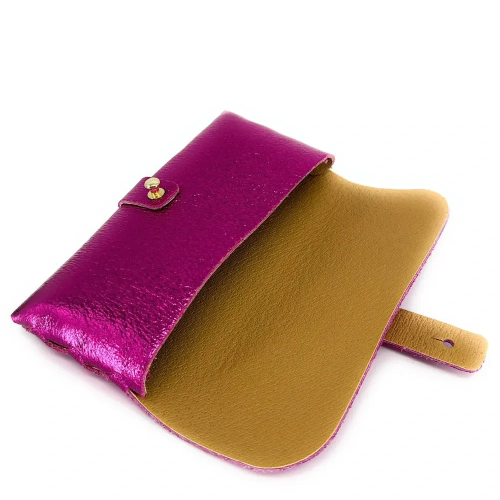 Étui à lunettes en cuir irisé LUMOS Fuchsia irisé