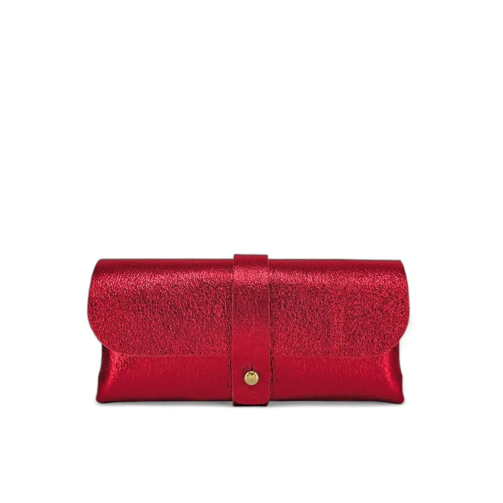 Étui à lunettes en cuir irisé LUMOS Rouge irisé