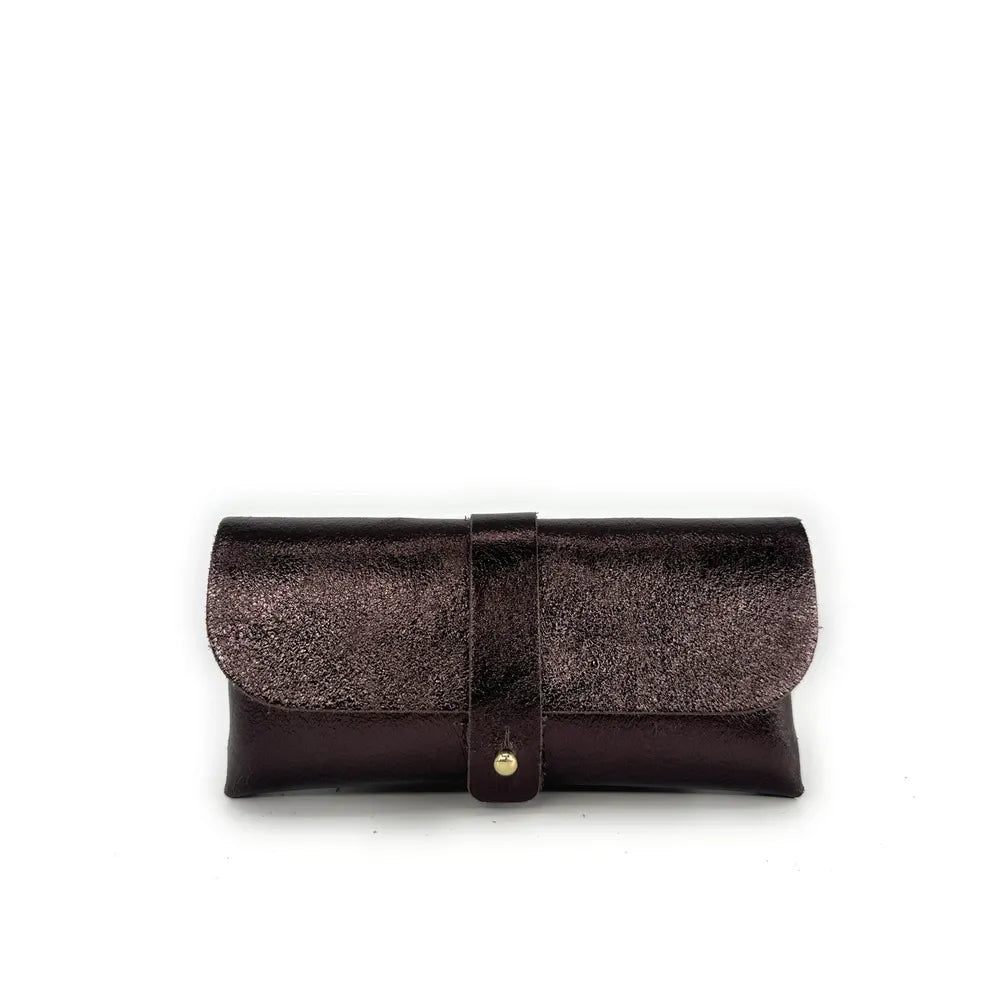 Étui à lunettes en cuir irisé LUMOS Chocolat irisé