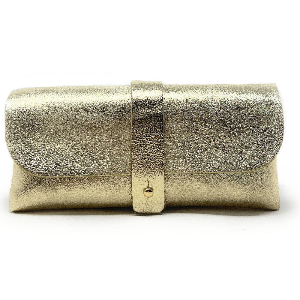 Étui à lunettes en cuir irisé LUMOS Or pâle