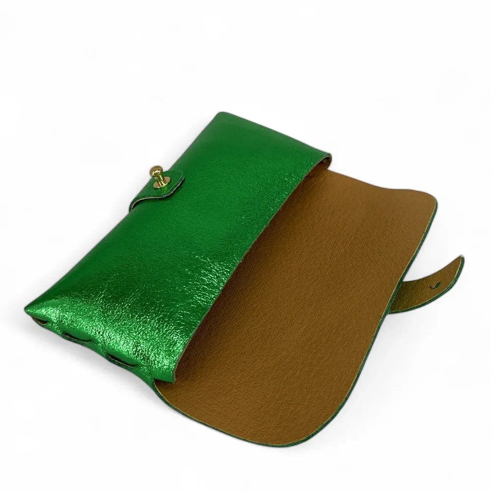 Étui à lunettes en cuir irisé LUMOS Vert anglais irisé