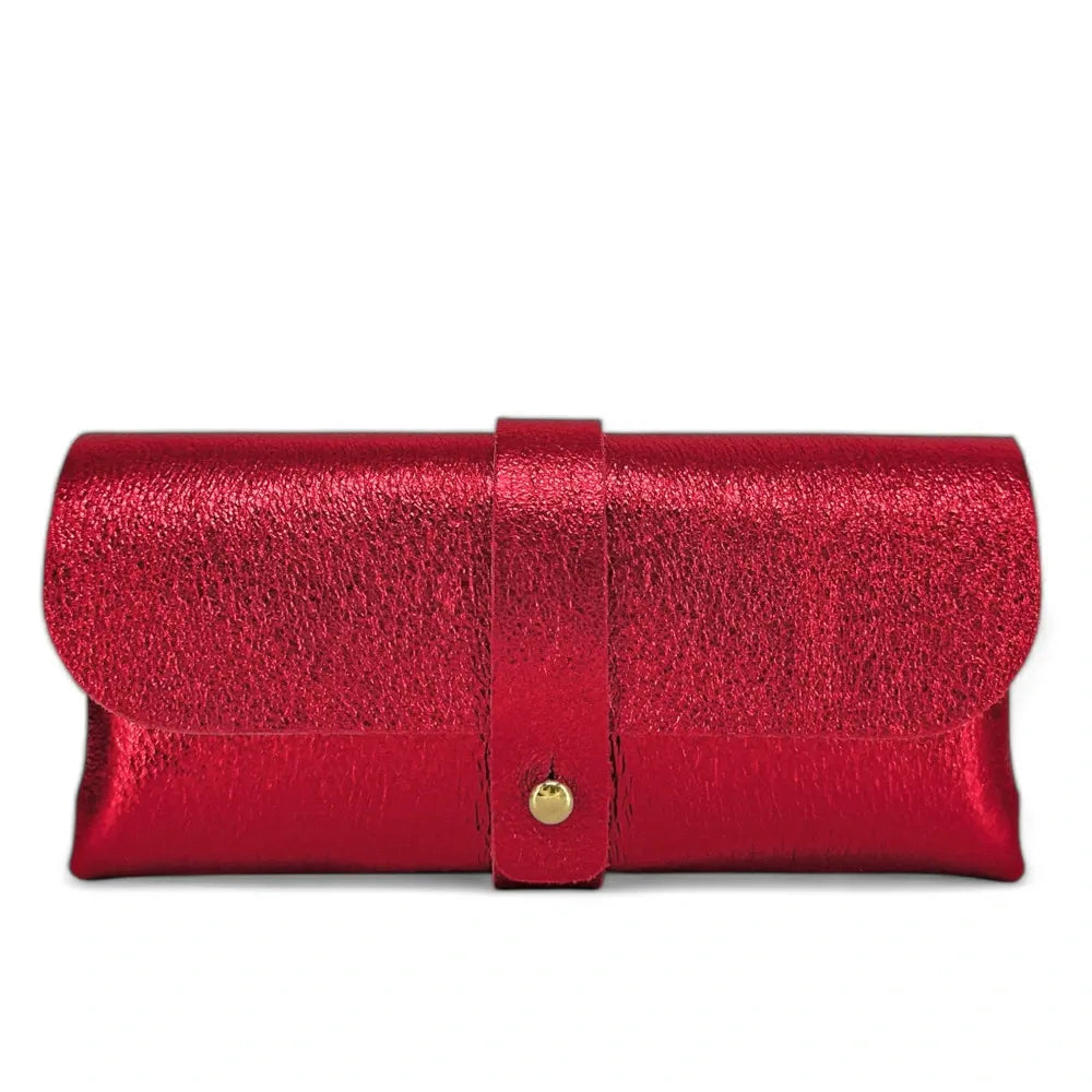 Étui à lunettes en cuir irisé LUMOS Rouge irisé