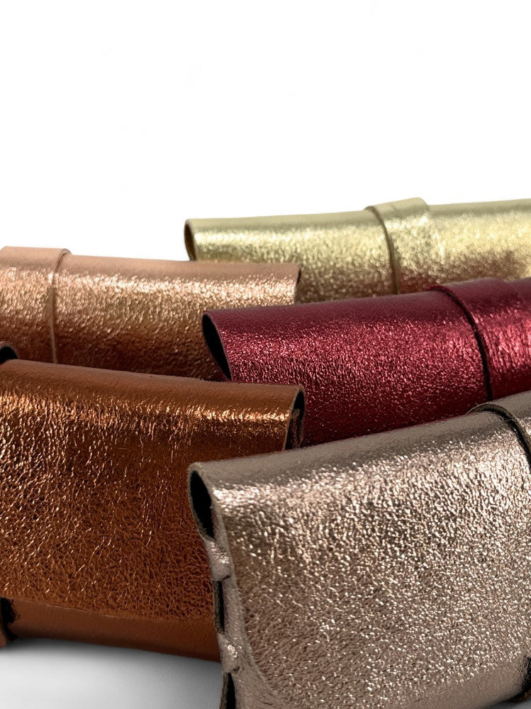 Étui à lunettes en cuir irisé LUMOS Rose pâle irisé