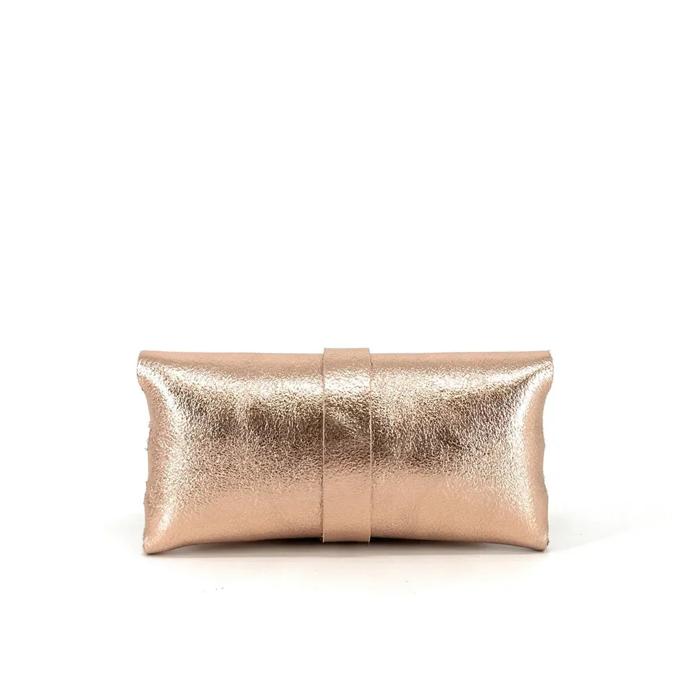 Étui à lunettes en cuir irisé LUMOS Rose gold