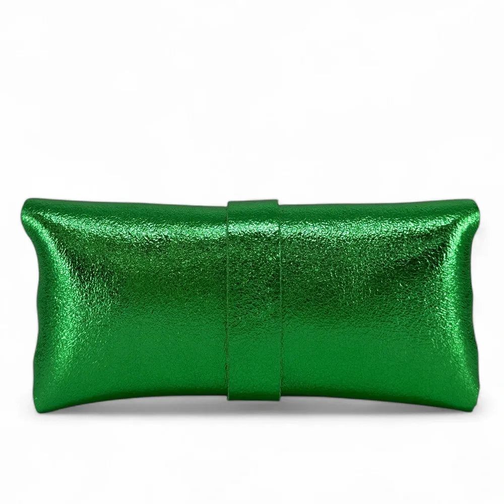 Étui à lunettes en cuir irisé LUMOS Vert anglais irisé