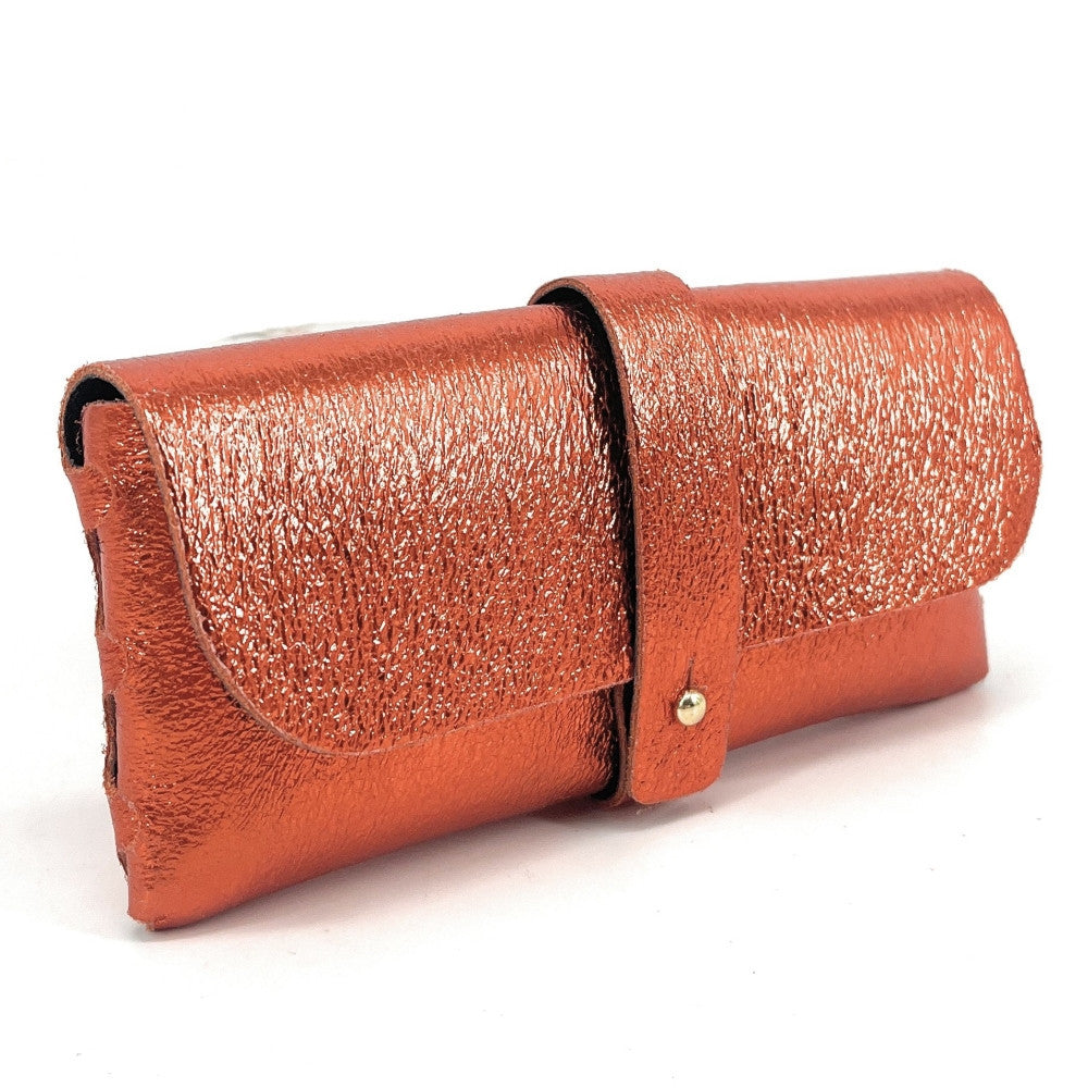 Étui à lunettes en cuir irisé LUMOS Orange
