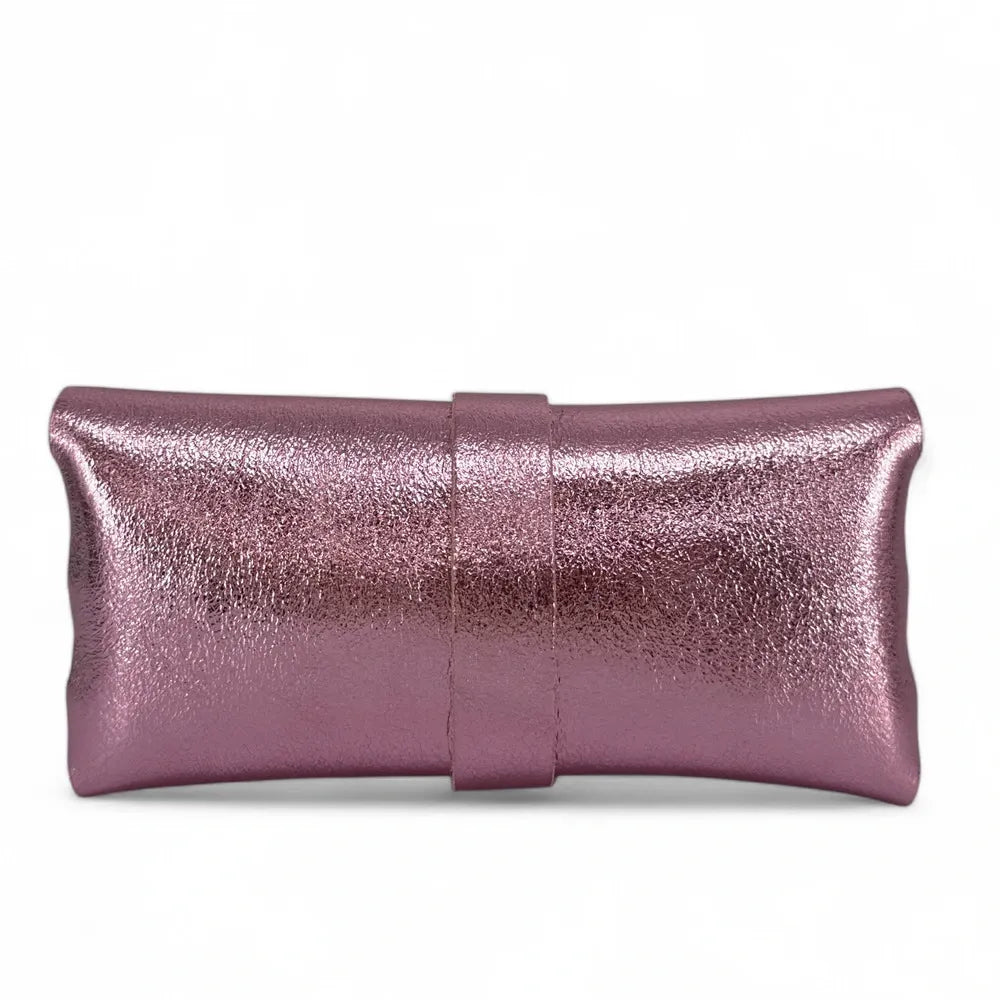 Étui à lunettes en cuir irisé LUMOS Rose pâle irisé