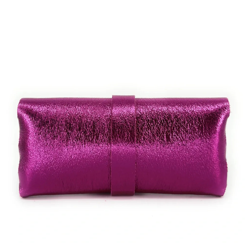 Étui à lunettes en cuir irisé LUMOS Fuchsia irisé