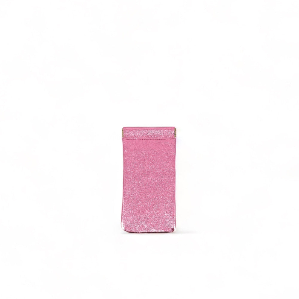 Etui à lunettes en cuir irisé OCULUS Rose néon