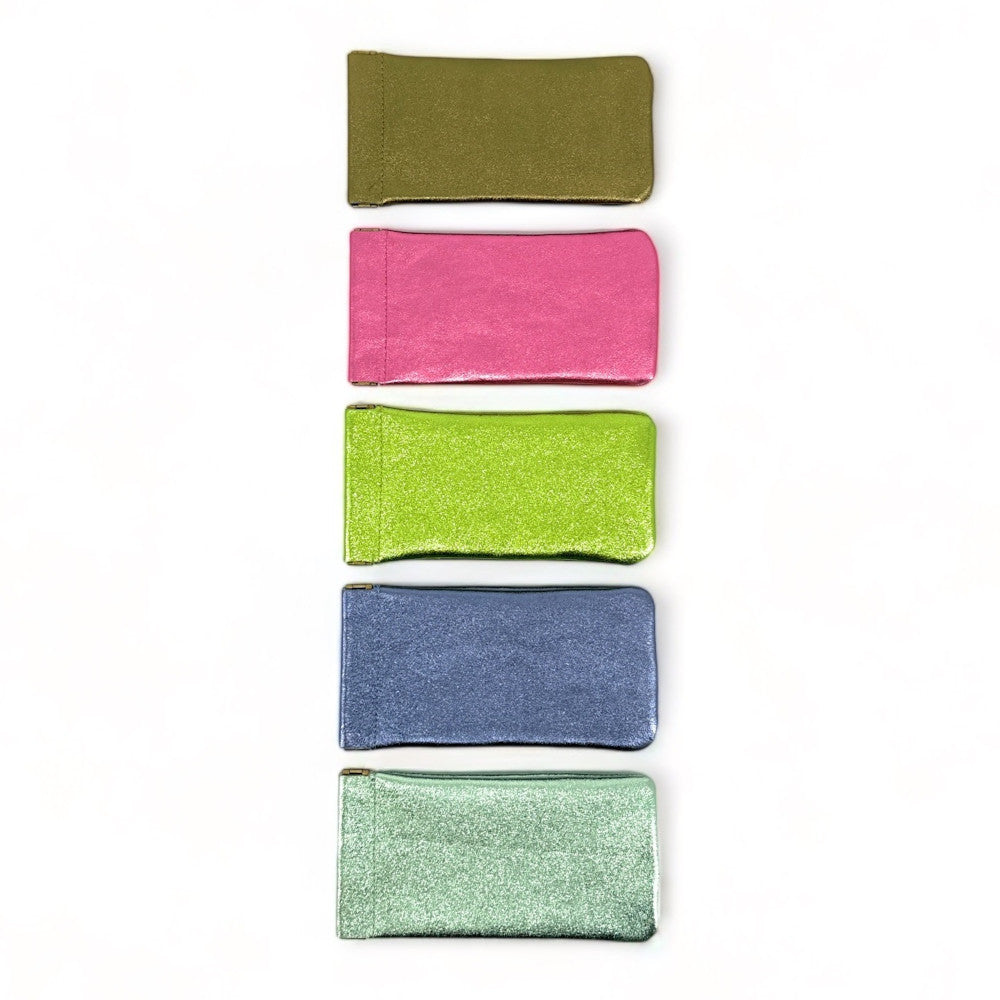 Etui à lunettes en cuir irisé OCULUS Rose néon