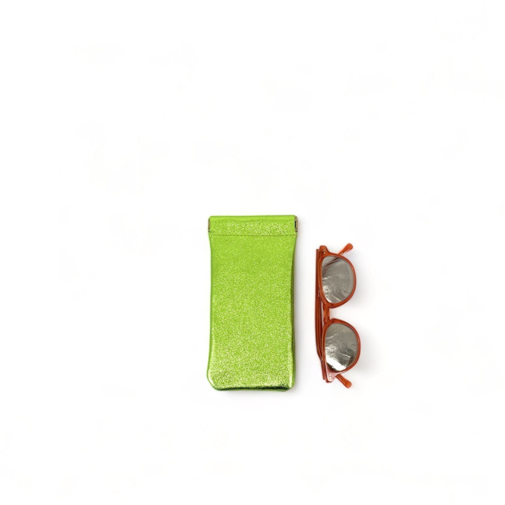 Etui à lunettes en cuir irisé OCULUS Vert anis