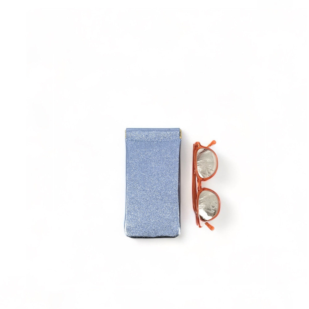 Etui à lunettes en cuir irisé OCULUS Bleu céleste