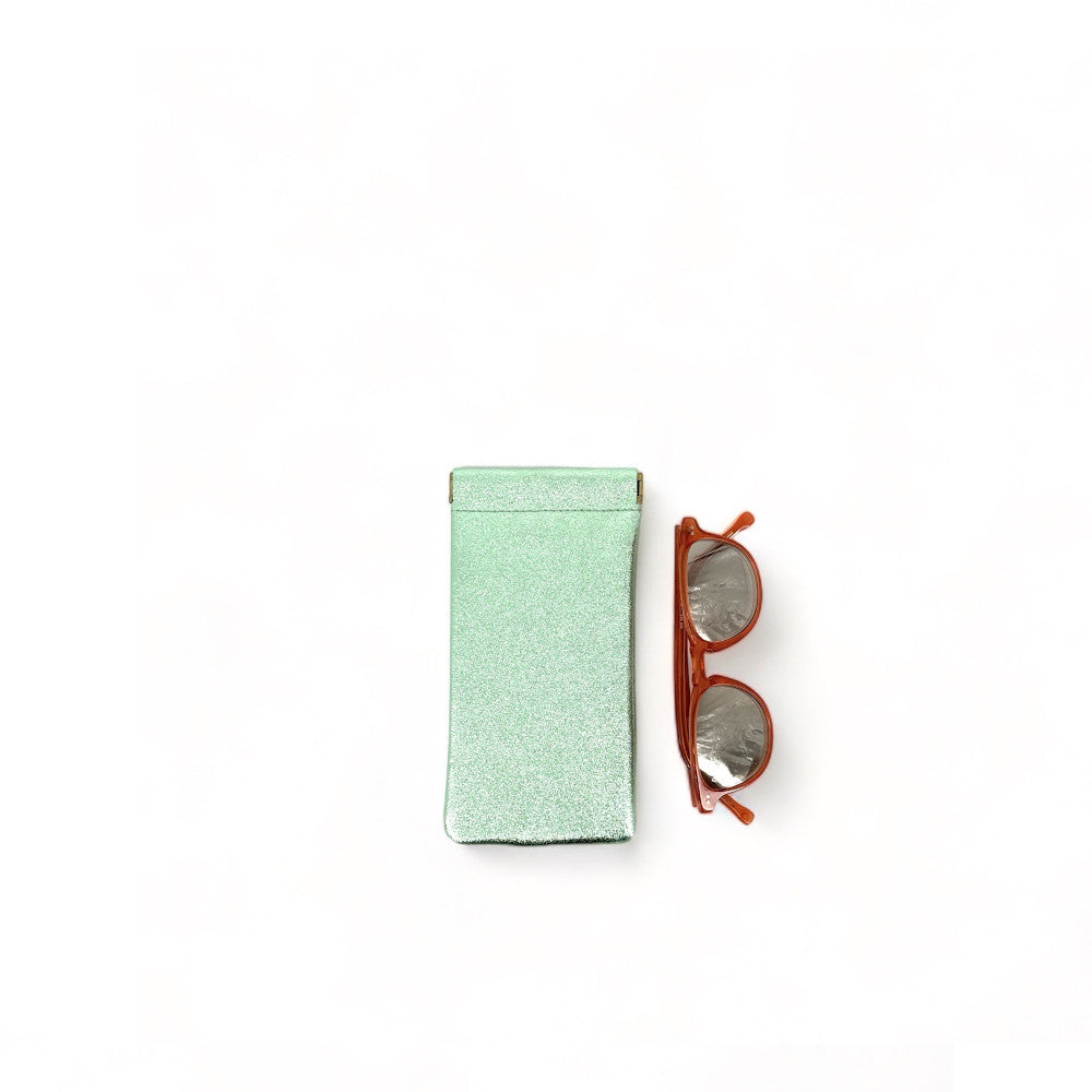 Etui à lunettes en cuir irisé OCULUS Menthe givrée