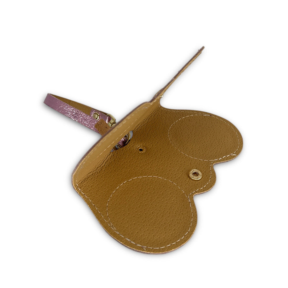 Etui à lunettes en cuir irisé PEANUT GLOW Rose pâle irisé