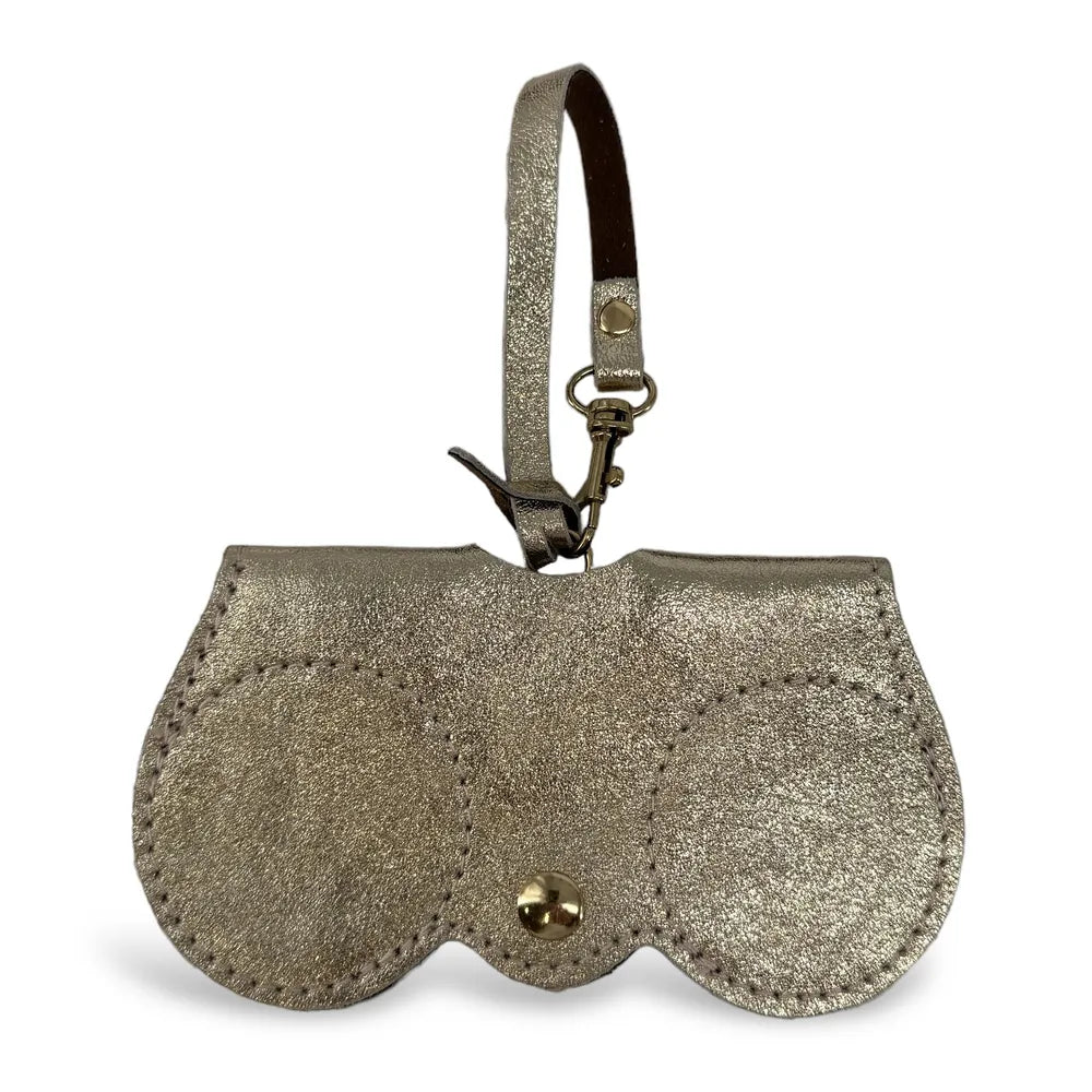 Etui à lunettes en cuir irisé PEANUT GLOW Or pâle