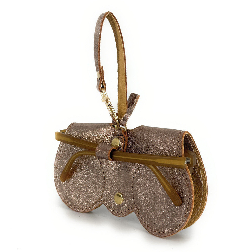 Etui à lunettes en cuir irisé PEANUT GLOW Champagne irisé