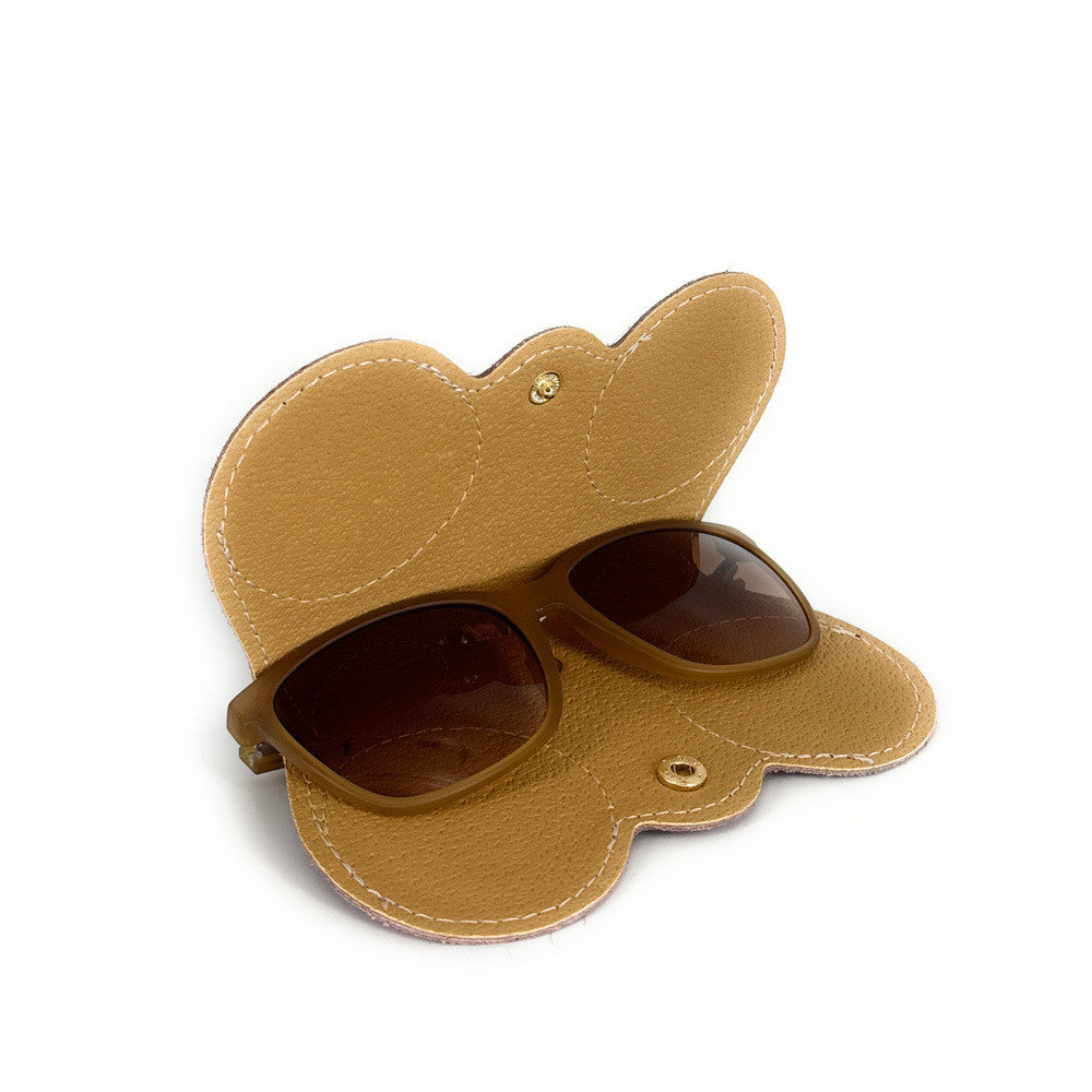 Etui à lunettes en cuir irisé PEANUT GLOW Rose pâle irisé