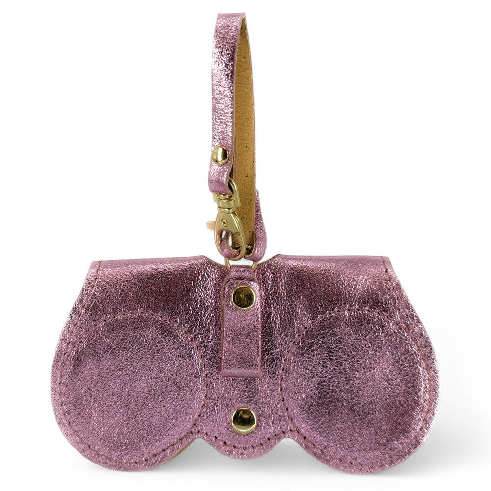 Etui à lunettes en cuir irisé PEANUT GLOW Rose pâle irisé