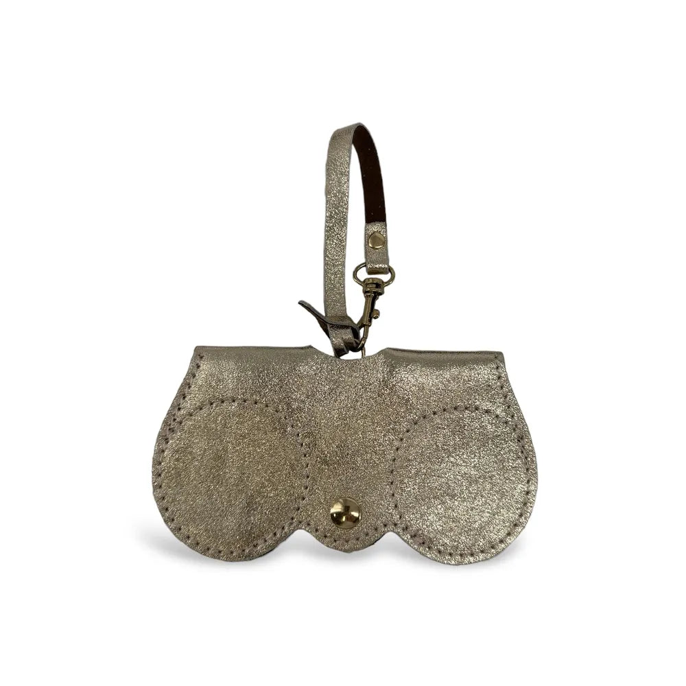 Etui à lunettes en cuir irisé PEANUT GLOW Or pâle