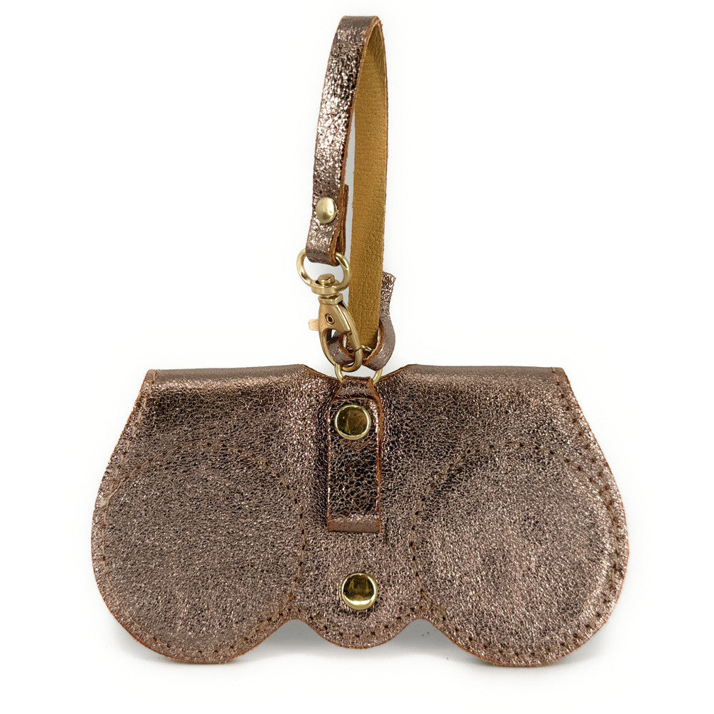 Etui à lunettes en cuir irisé PEANUT GLOW Champagne irisé