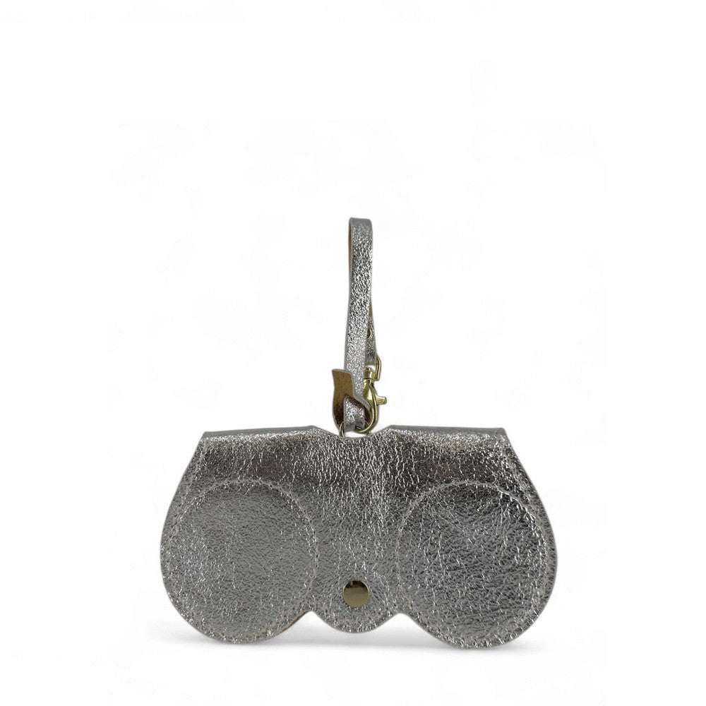 Etui à lunettes en cuir irisé PEANUT GLOW Argent moyen