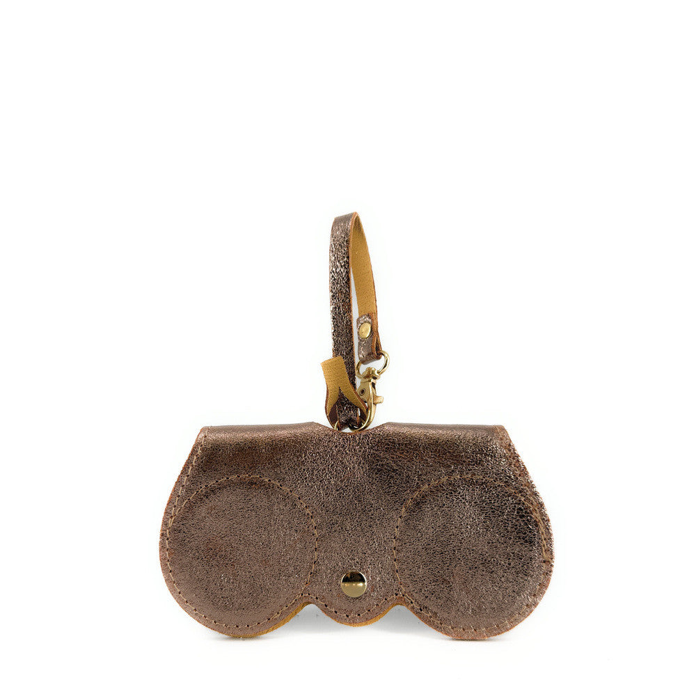 Etui à lunettes en cuir irisé PEANUT GLOW Champagne irisé