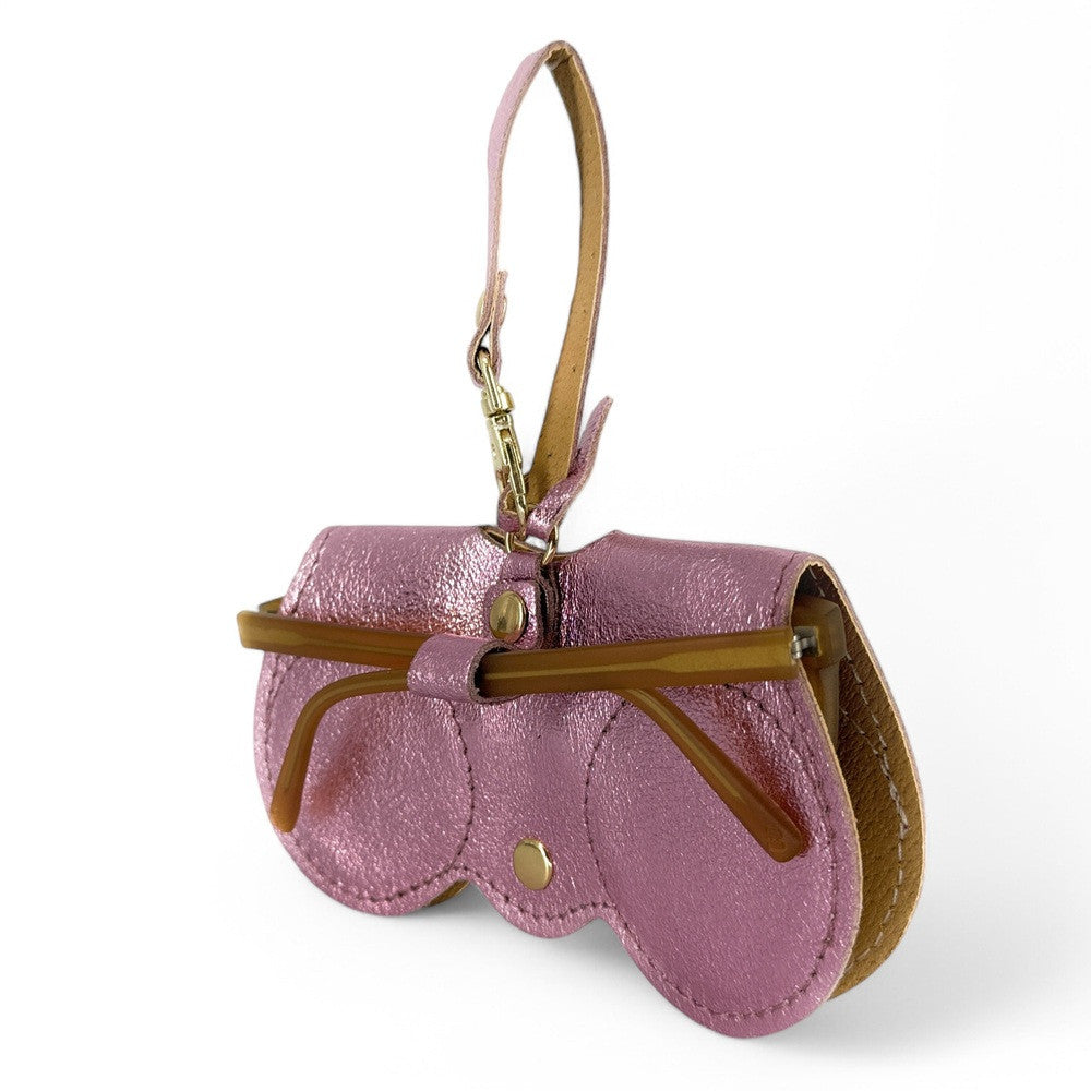 Etui à lunettes en cuir irisé PEANUT GLOW Rose pâle irisé