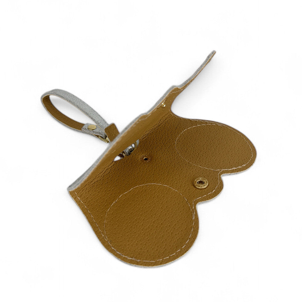 Etui à lunettes en cuir irisé PEANUT GLOW Argent moyen