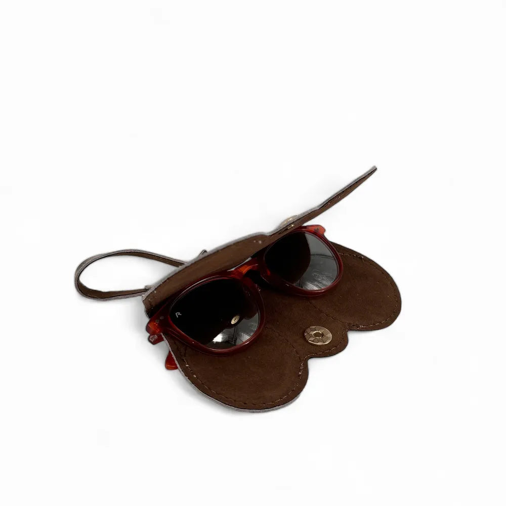 Etui à lunettes en cuir irisé PEANUT GLOW Or pâle