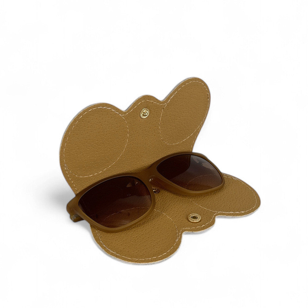 Etui à lunettes en cuir irisé PEANUT GLOW Argent moyen