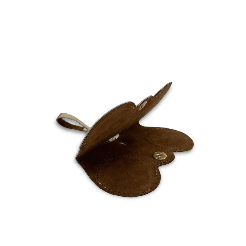 Etui à lunettes en cuir irisé PEANUT GLOW Or pâle