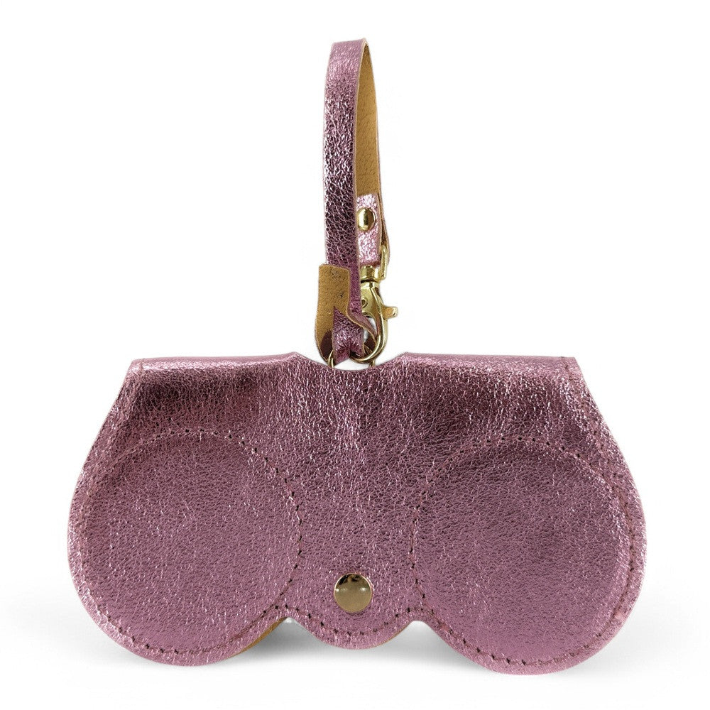 Etui à lunettes en cuir irisé PEANUT GLOW Rose pâle irisé