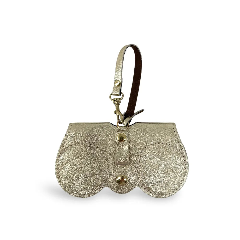 Etui à lunettes en cuir irisé PEANUT GLOW Or pâle