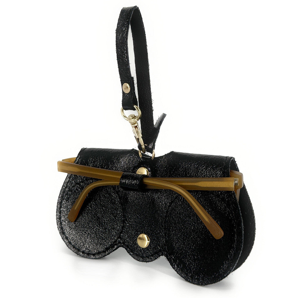 Etui à lunettes en cuir irisé PEANUT GLOW Noir irisé