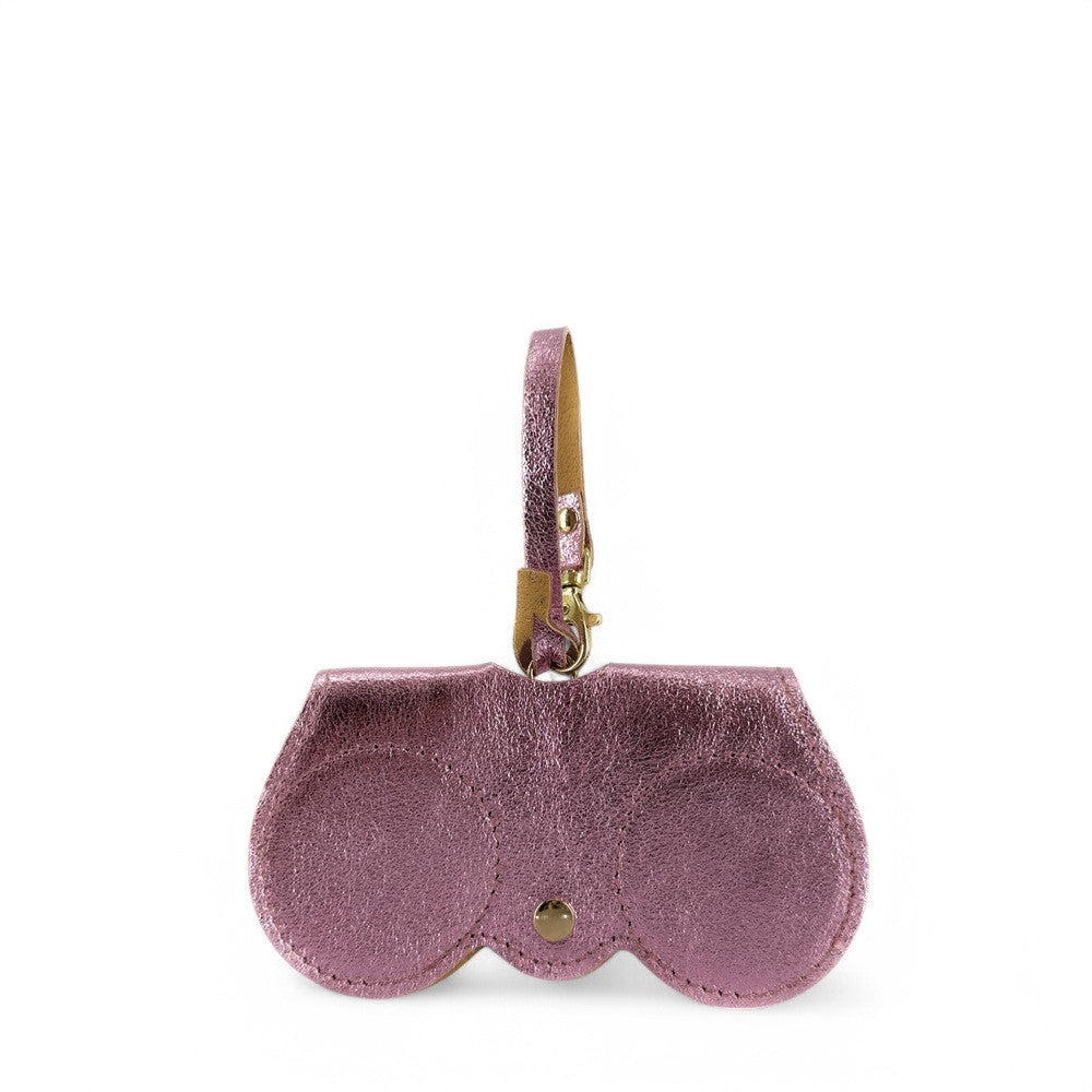 Etui à lunettes en cuir irisé PEANUT GLOW Rose pâle irisé