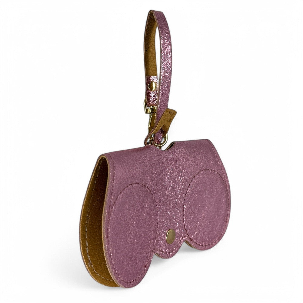 Etui à lunettes en cuir irisé PEANUT GLOW Rose pâle irisé