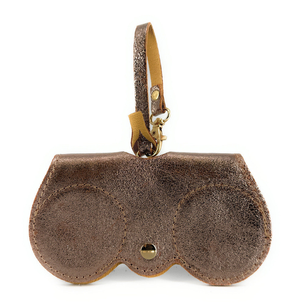 Etui à lunettes en cuir irisé PEANUT GLOW Champagne irisé