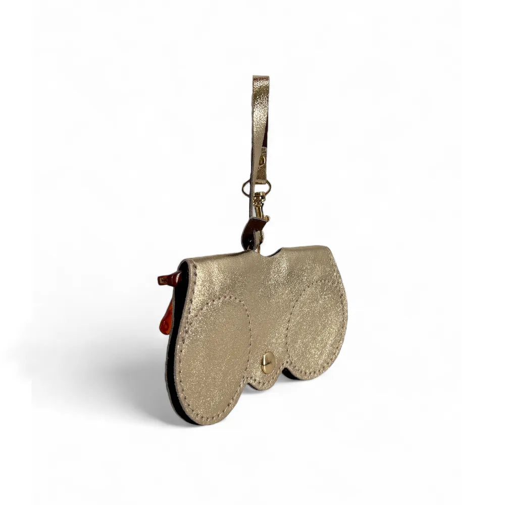 Etui à lunettes en cuir irisé PEANUT GLOW Or pâle