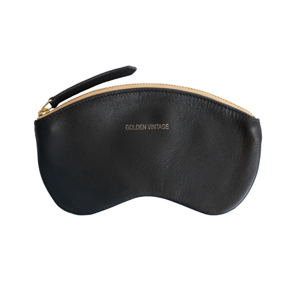 Etui à lunettes en cuir lisse GOLDEN VINTAGE Noir