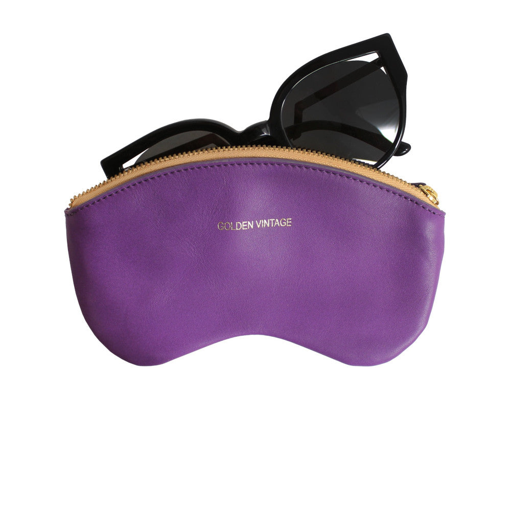 Etui à lunettes en cuir lisse GOLDEN VINTAGE Violet