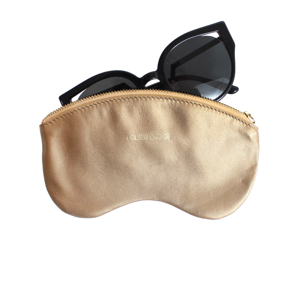 Etui à lunettes en cuir lisse GOLDEN VINTAGE Or pâle