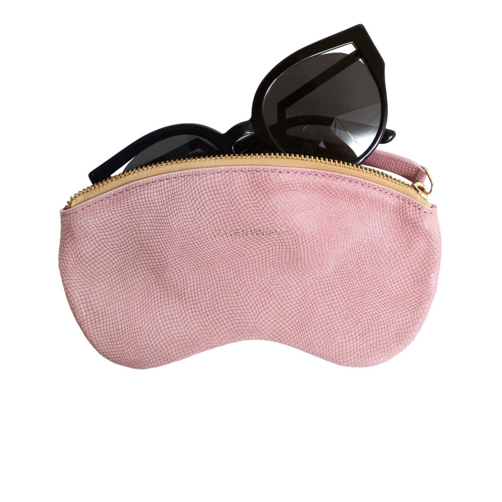 Etui à lunettes en cuir à motif GOLDEN VINTAGE Rose pâle