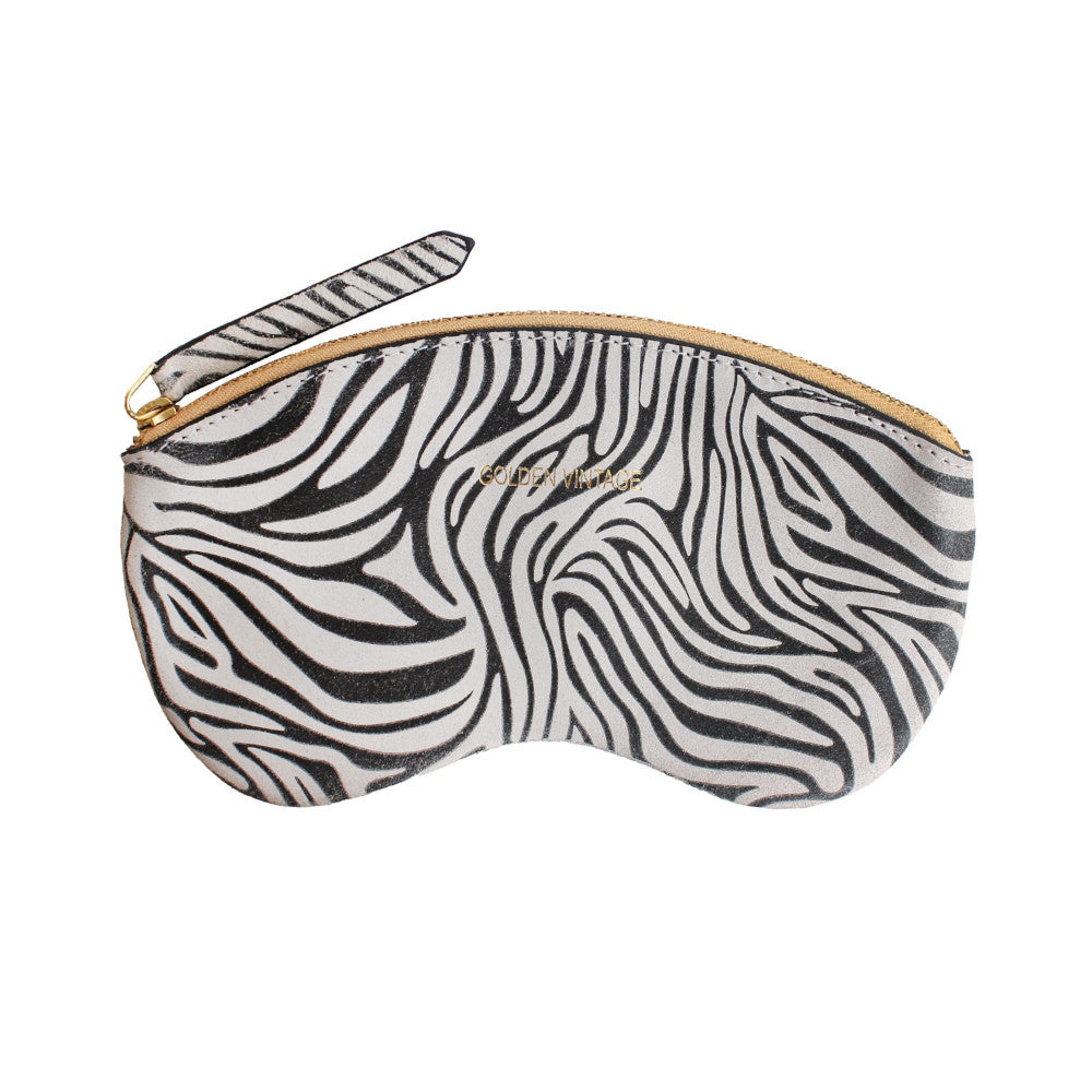 Etui à lunettes en cuir à motif GOLDEN VINTAGE Zèbre