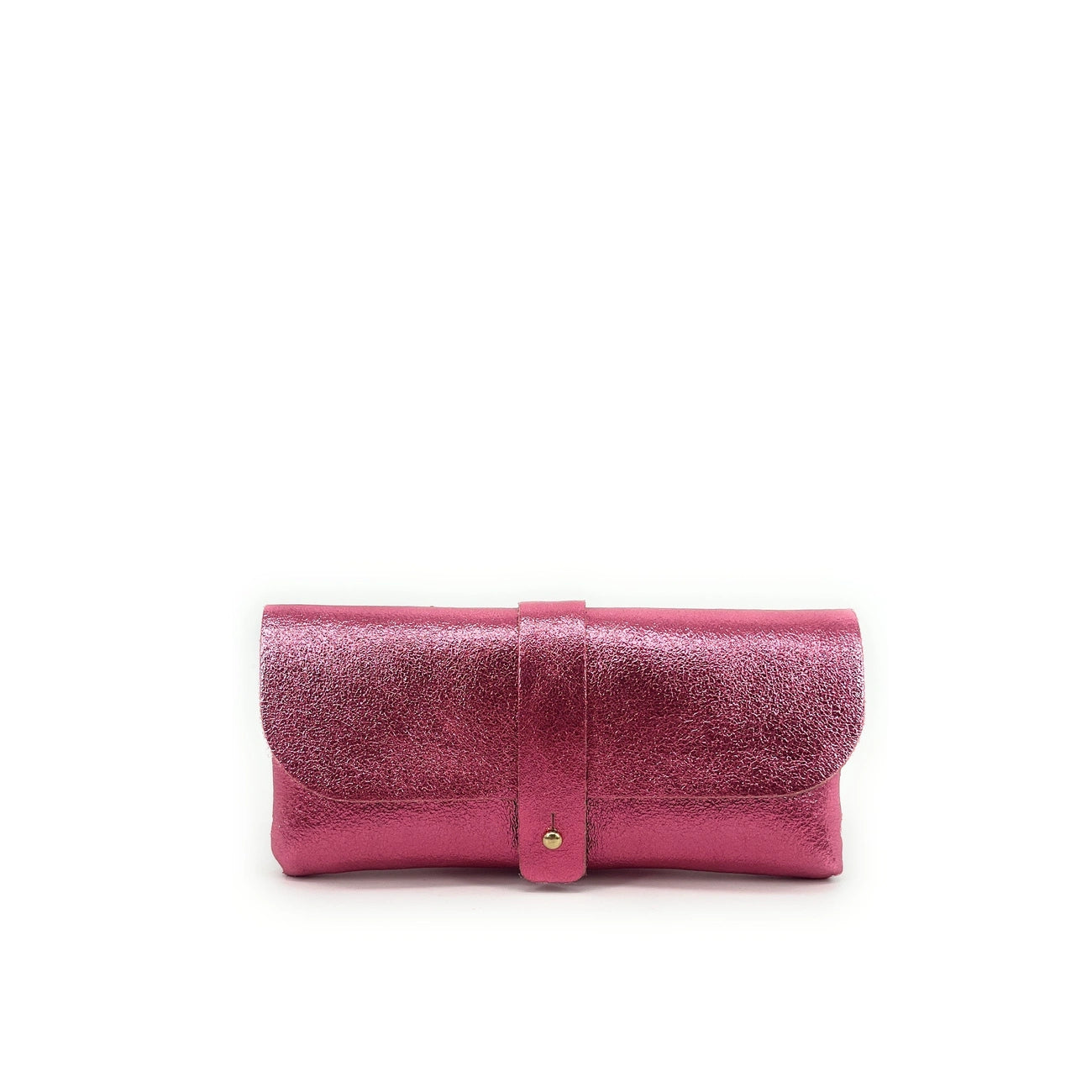 Étui à lunettes en cuir irisé LUMOS Rose néon