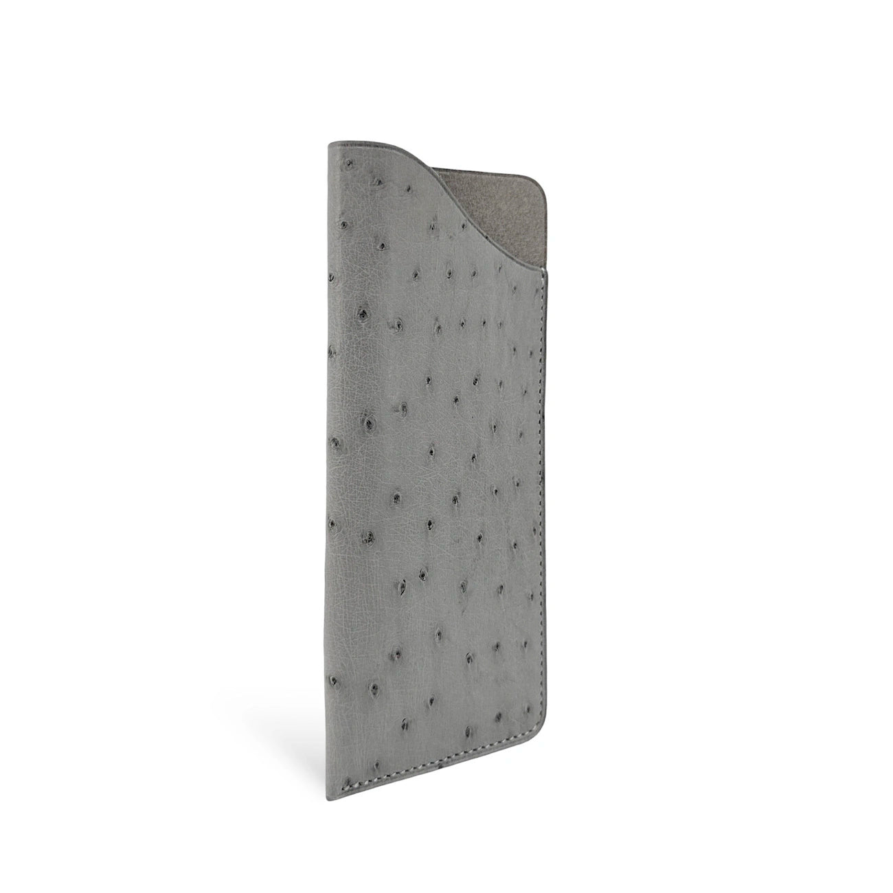 Etui à lunettes en cuir d'autruche édition Haute-couture Gris flanelle