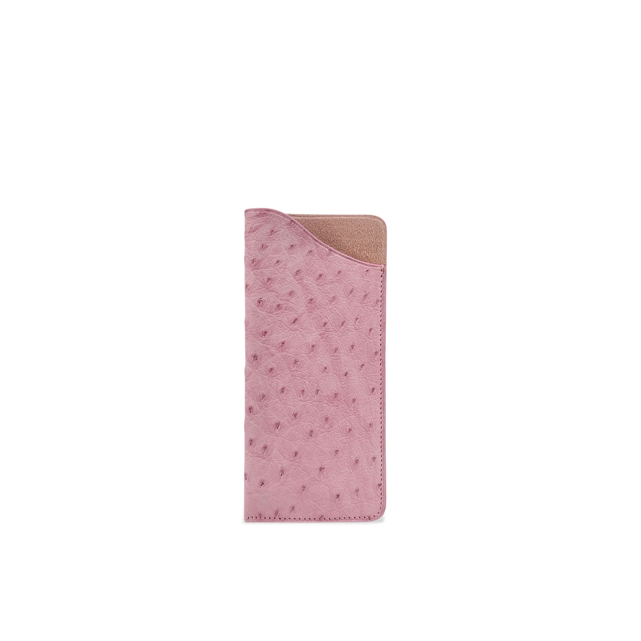Etui à lunettes en cuir d'autruche édition Haute-couture Rose pâle