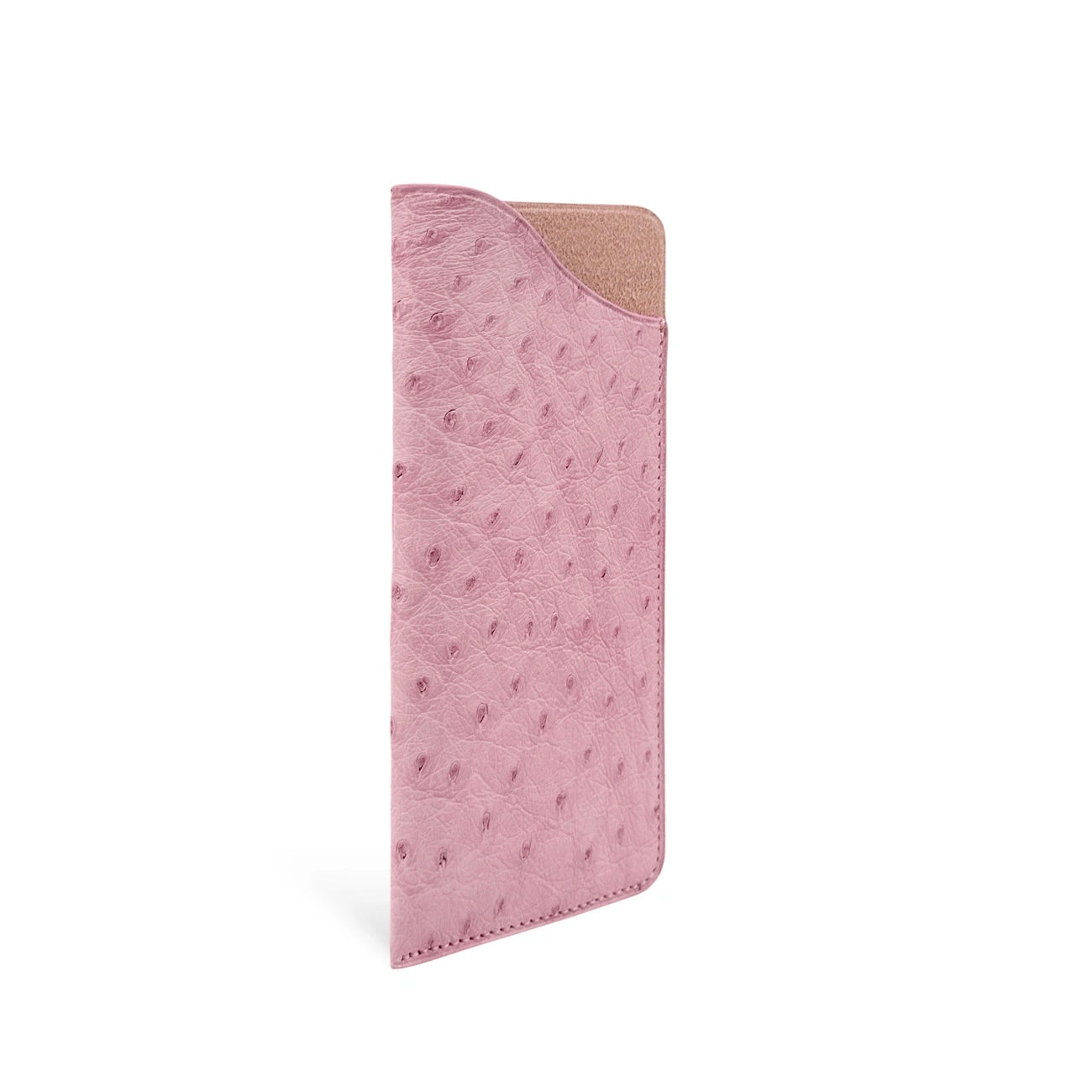 Etui à lunettes en cuir d'autruche édition Haute-couture Rose pâle