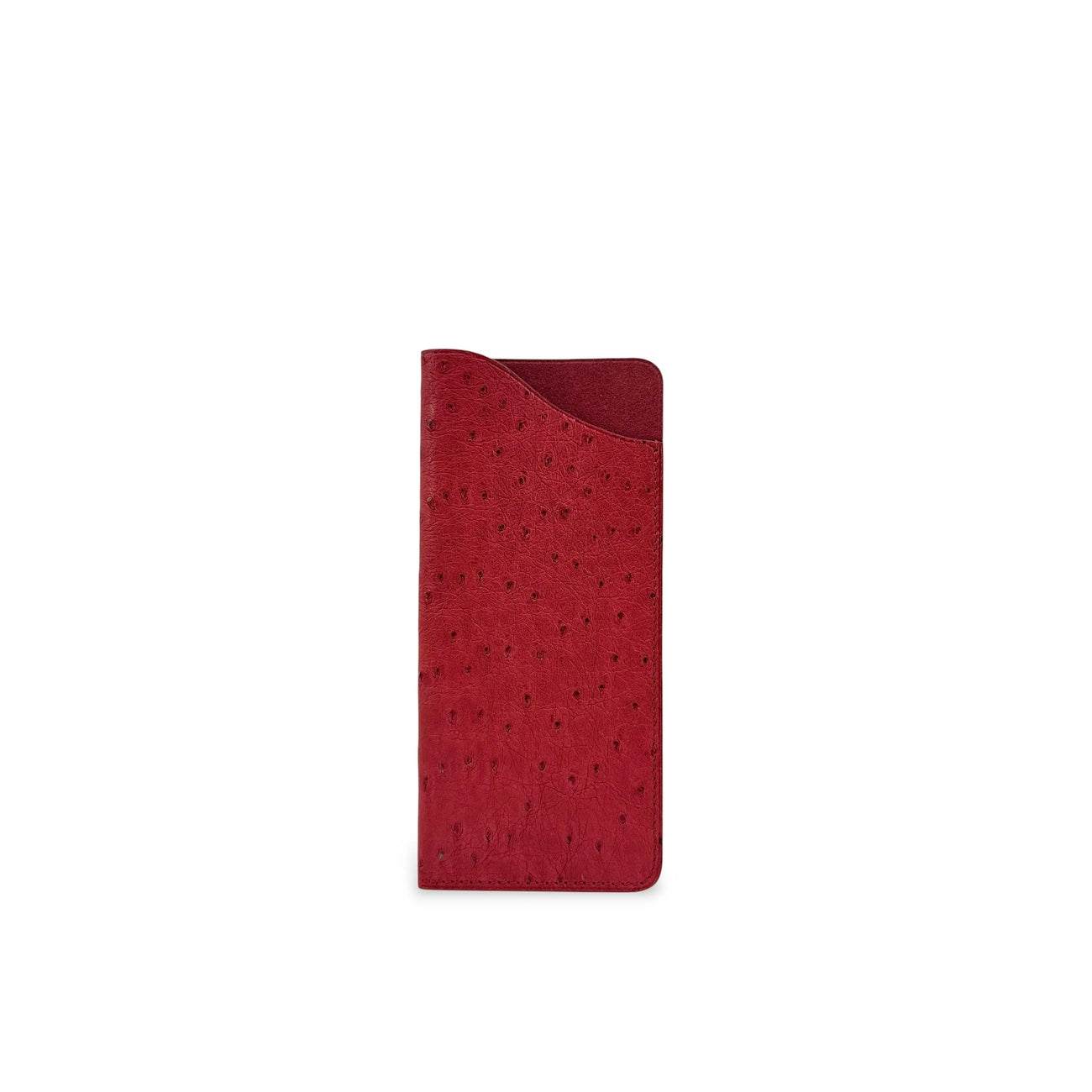 Etui à lunettes en cuir d'autruche édition Haute-couture Rouge intense