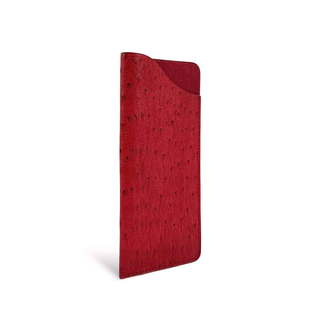 Etui à lunettes en cuir d'autruche édition Haute-couture Rouge intense