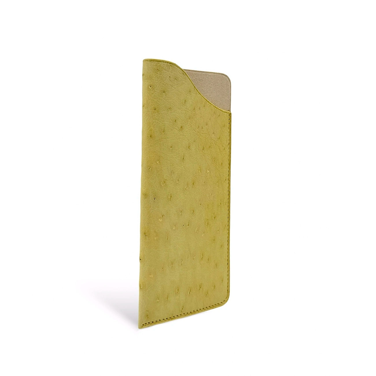Etui à lunettes en cuir d'autruche édition Haute-couture Soft jaune